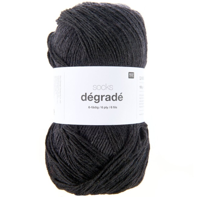 Socks Dégradé 6 fils - 008 Noir 150 GR 400 M Rico Design