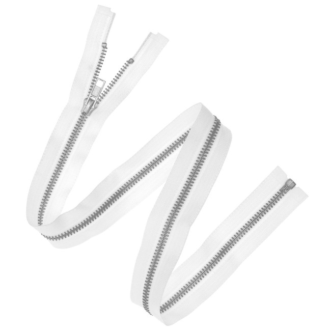 Fermeture éclair métal argent -Blanc cassé 22cm / 30cm / 50cm / 65cm 5 mm