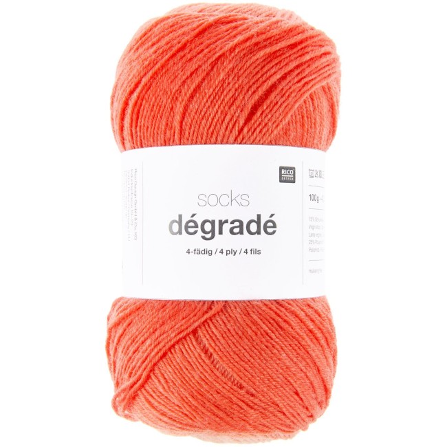Socks Dégradé 4 fils - 001 Rouge 100 GR 400 M Rico Design