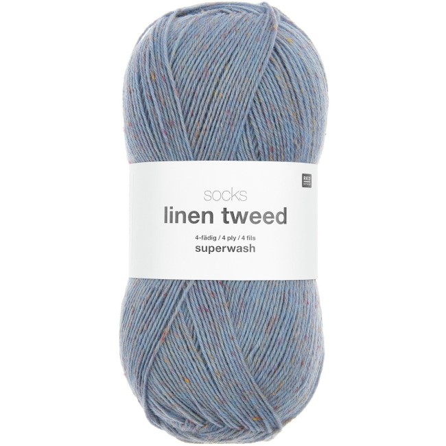 Socks Linen Tweed 4 fils - 005 Bleu 100 GR 420 M | Little Tricot