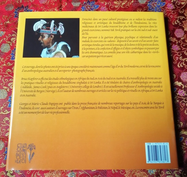 Livre Tovil Exorcismes thérapeutiques bouddhistes de Bruce Kapferer et Georges Papigny