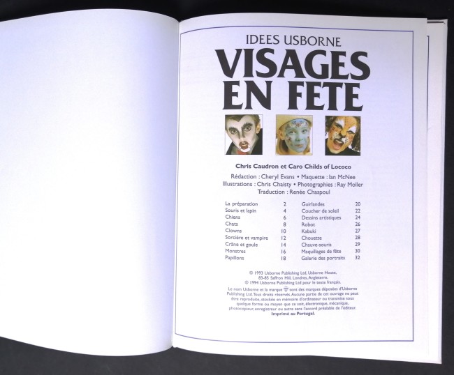 Livres Maquillages d'enfants et Visages de fêtes