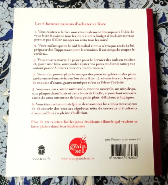 Livre Etudiants, la cuisine qui vous coûtera 2 sandwichs collection Mon grain de sel