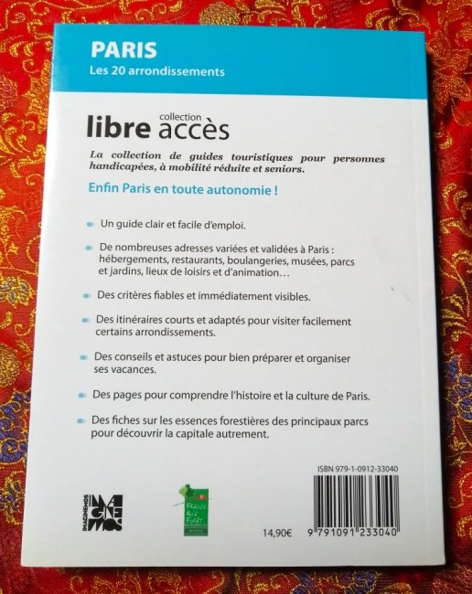 Livre Libre accès Paris guide touristique pour personnes à mobilité réduite