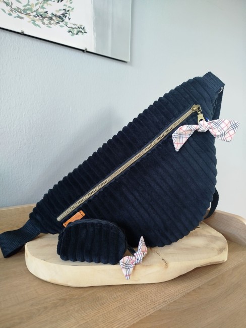 Sac banane femme velours fait main handmade Burberry