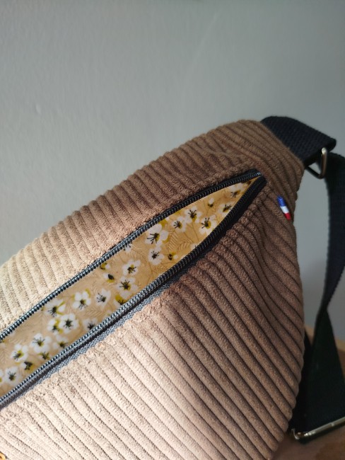 Sac banane femme marron fait main