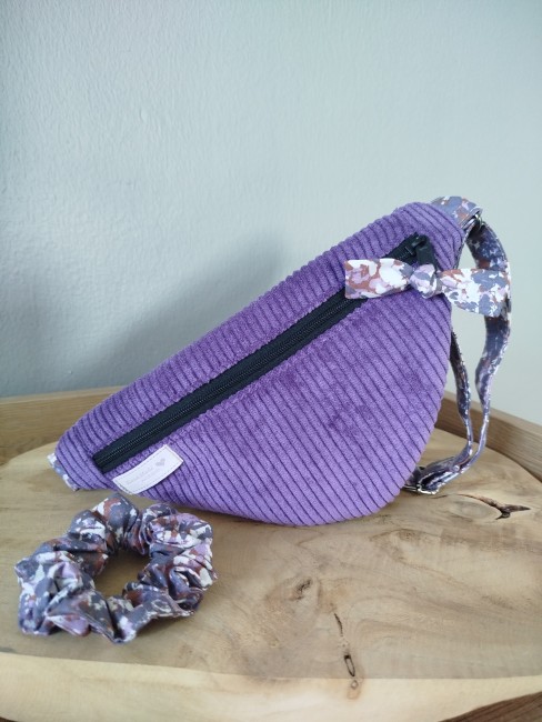 Petit sac banane enfant fille fillette velours chouchou fait main