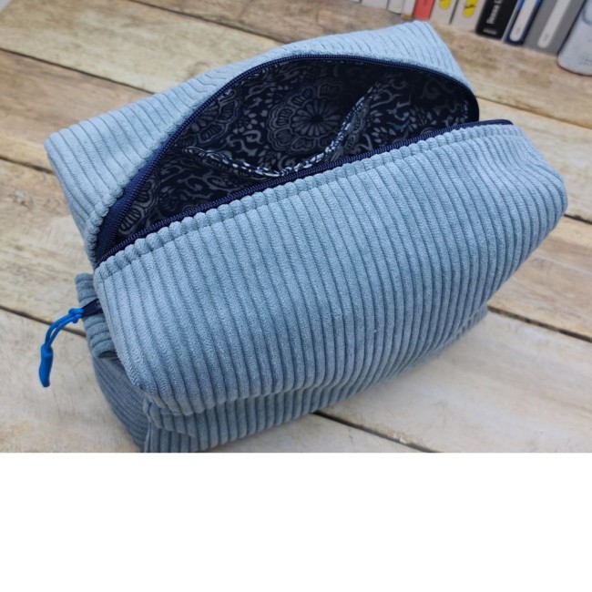 Trousse de toilette velours bleu