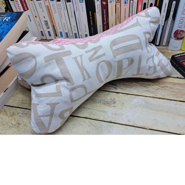 Coussin de lecture fait main, repose livre en tissu coton et velours, support livre - vue 2