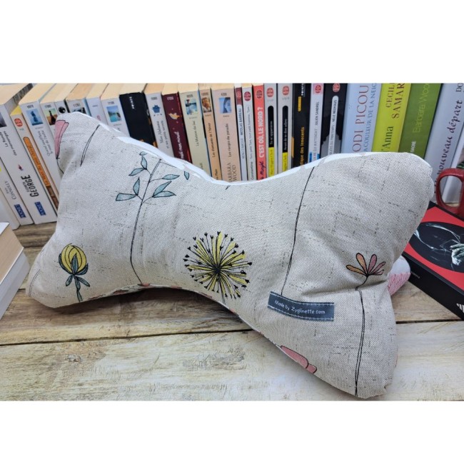 Coussin de lecture fait main, repose livre en tissu coton et velours, support livre - vue 3