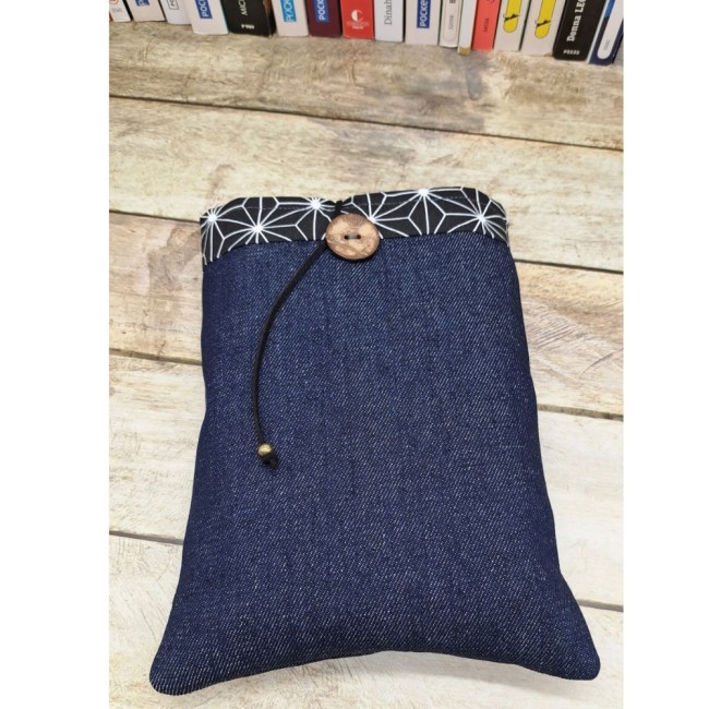Pochette livre en tissu fait main, protège livre, housse pour livre de poche en simili cuir beige - vue 2 Pochette livre en tissu fait main, protège livre, housse pour livre de poche en simili cuir beige - vue 2