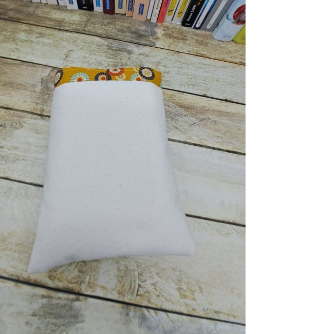 Protège livre, pochette livre en tissu fait main, housse pour livre de poche en tissu coton tissé blanc cassé vue 3