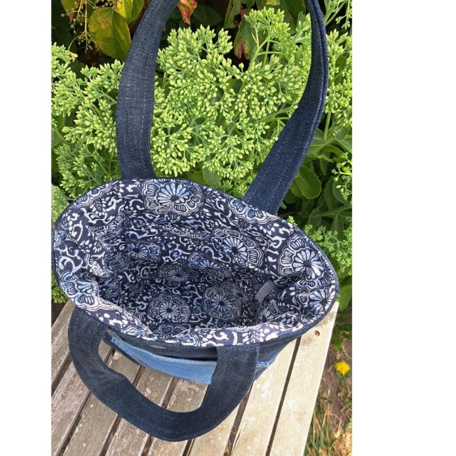 Sac à main, petit sac en tissus jeans et coton - 24 x 22 x 8 cm vue 5 Sac à main, petit sac en tissus jeans et coton - 24 x 22 x 8 cm vue 5
