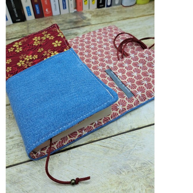 Couverture livre en tissu fait main, couvre livre de poche, cache couverture en tissu coton - vue 3 Couverture livre en tissu fait main, couvre livre de poche, cache couverture en tissu coton - vue 3