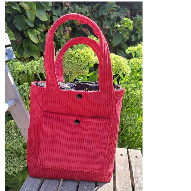 Sac à main fait main, petit sac en tissus velours rouge et coton vue 6 Sac à main fait main, petit sac en tissus velours rouge et coton vue 6