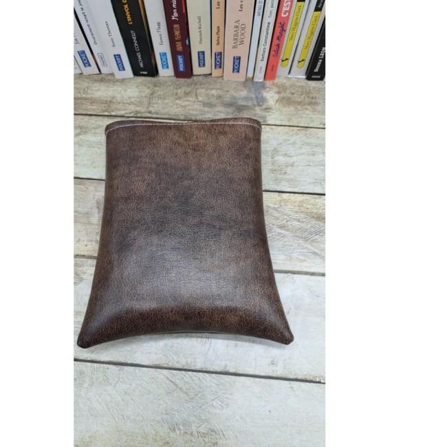 Pochette livre en tissu fait main, protège livre, housse pour livre de poche en simili cuir marron vue 3