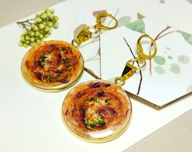 Boucles d'oreilles "Tourbillons d'Ambre" -  Peinture abstraite artisanale
