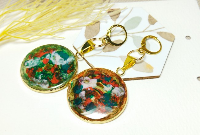 Boucles d'oreilles "Jardin Éclatant" -  Cabochons picturaux abstraits