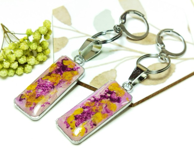 Boucles d'oreilles "Jardin Fleuri" -  Cabochons pictureaux abstraits fait-main -  Pièce unique