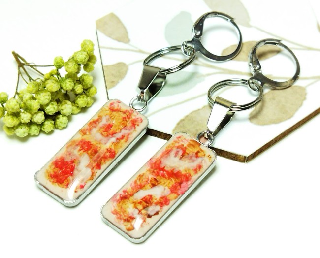 Boucles d'oreilles "Éclats de Corail" -  Cabochons pictureaux abstraits peints à la main