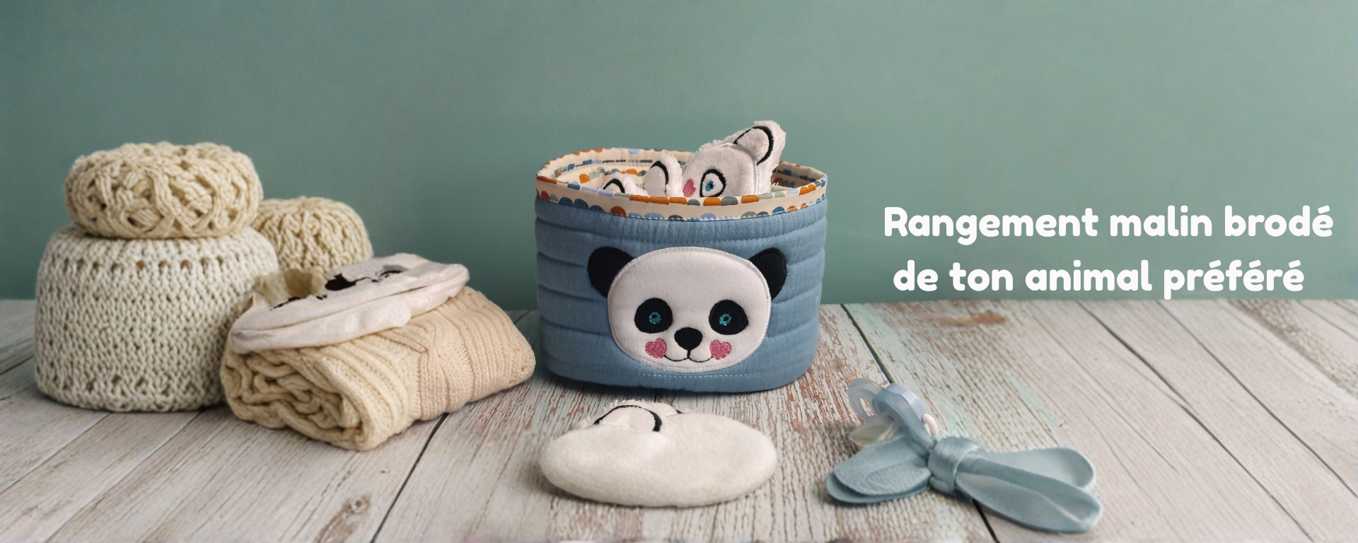 panier rangement bebe avec lingettes brode de ton animal prefere