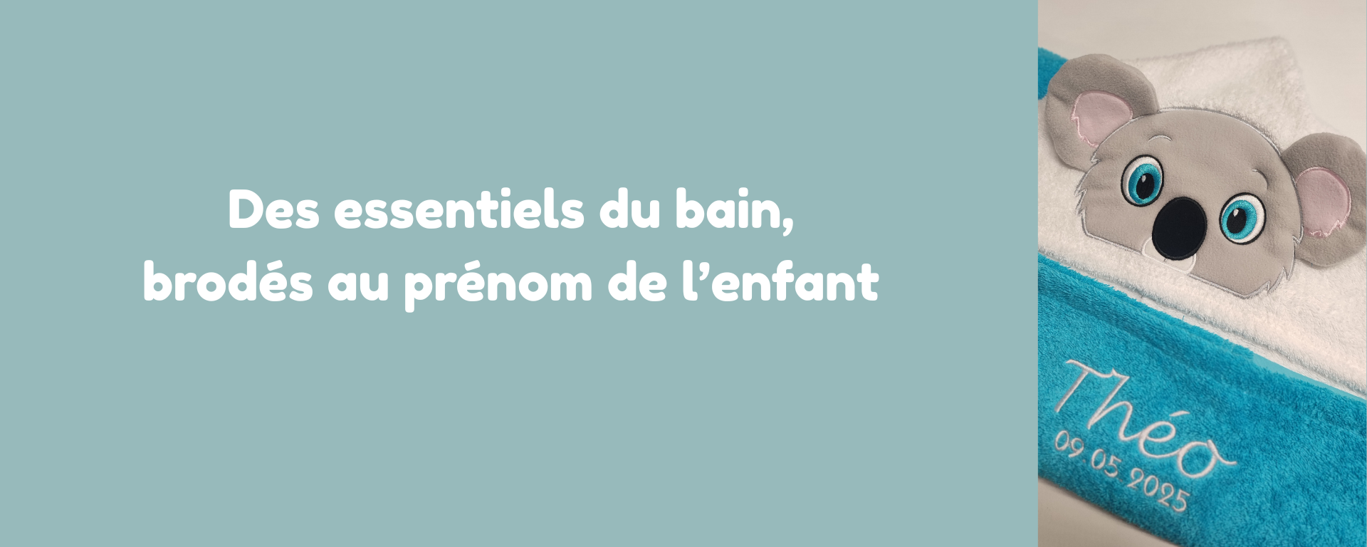 cape de bain bebe personnalisee avec broderie koala et prenom