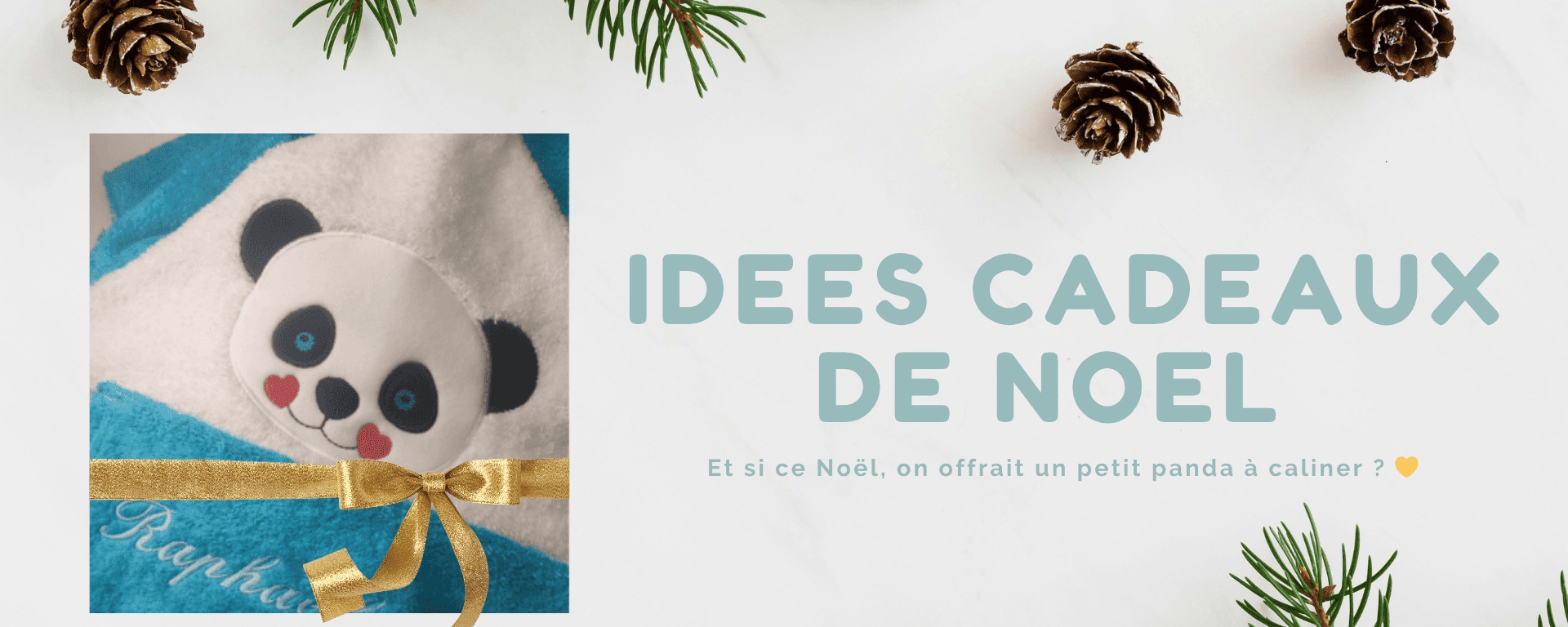 Cape de bain bébé panda brodee personnalisée- idée cadeau de Noël artisanale - MaïKa Créations