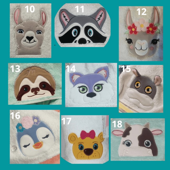 motif-broderie-animaux-poncho-de-bain