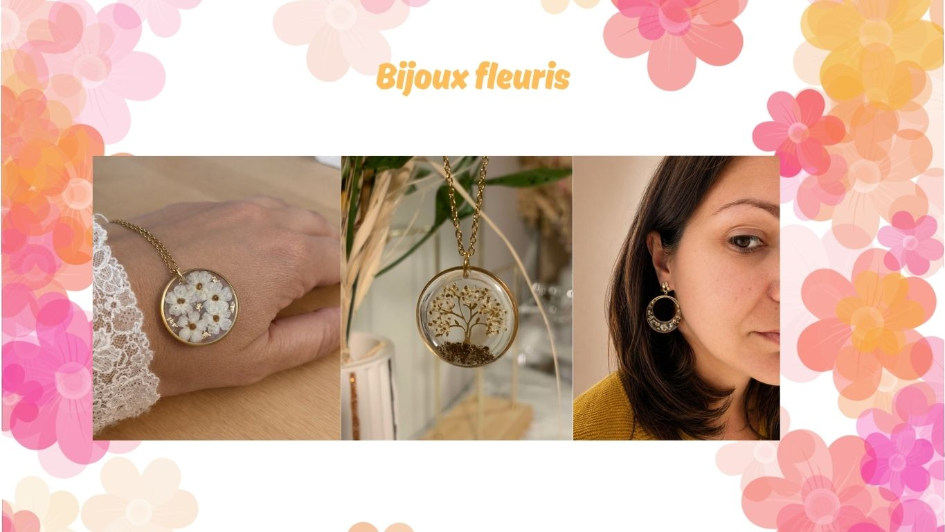 Bijoux inclusion fleurs séchées