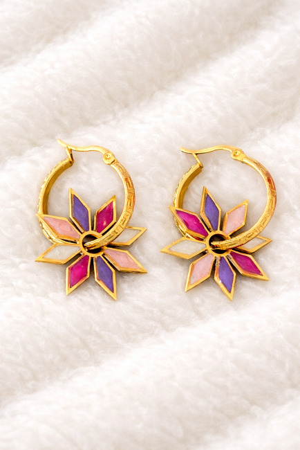 Boucles d'oreilles papilles resine acier inoxydable