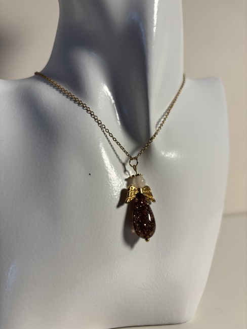 Collier ange perles acier