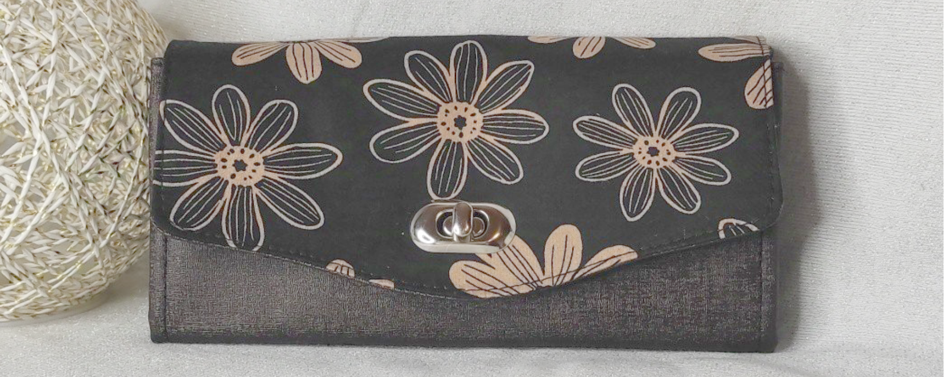 Portefeuille en simili cuir et coton