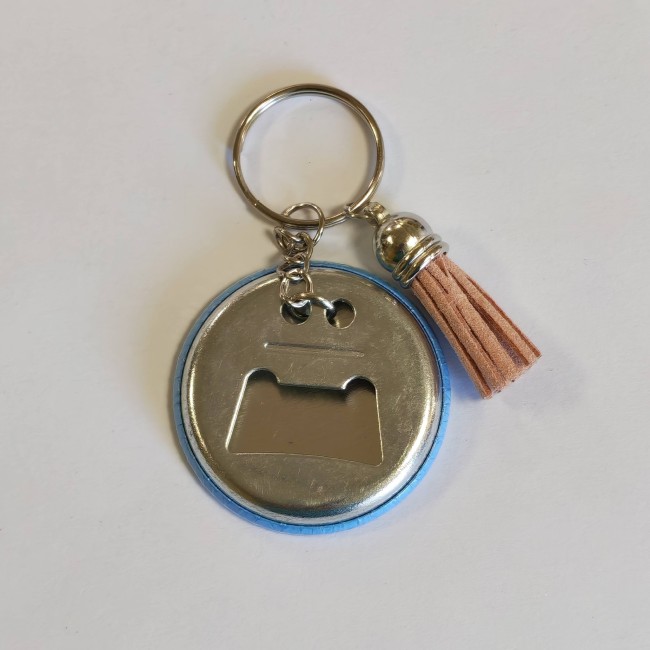 porte-clés badge décapsuleur je peux pas j'ai tricot pompon crème 2