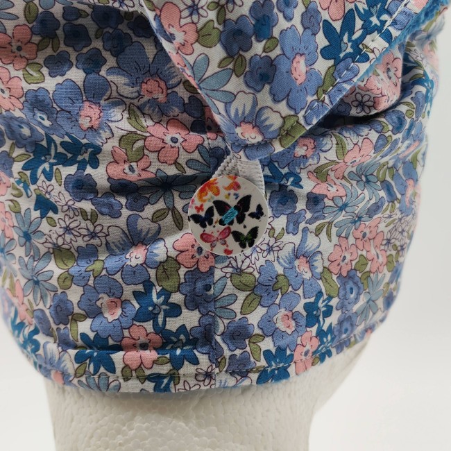 serviette cheveux éponge bambou bleue petites fleurs 5