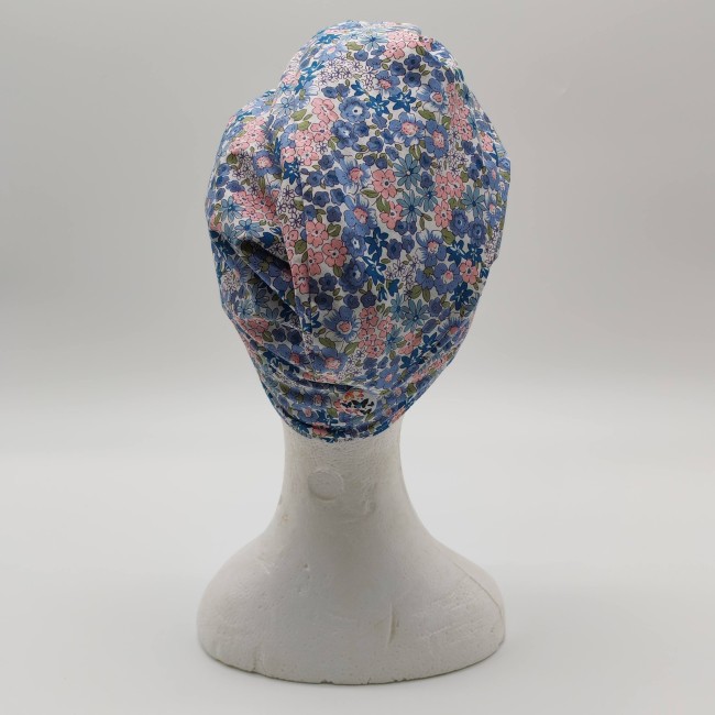 serviette cheveux éponge bambou bleue petites fleurs 3