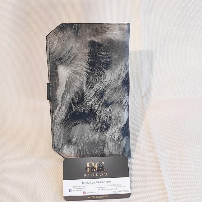 purse pal livret simili effet fourrure noir et blanc 2