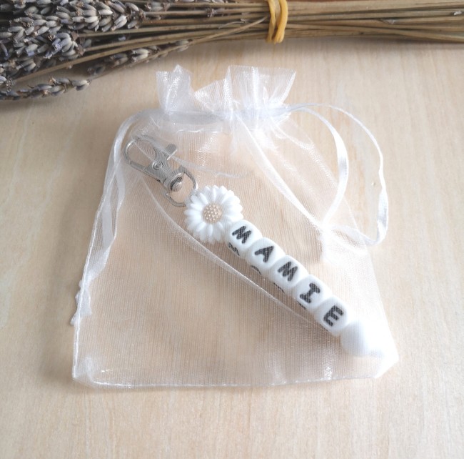 pochon porte clé blanc