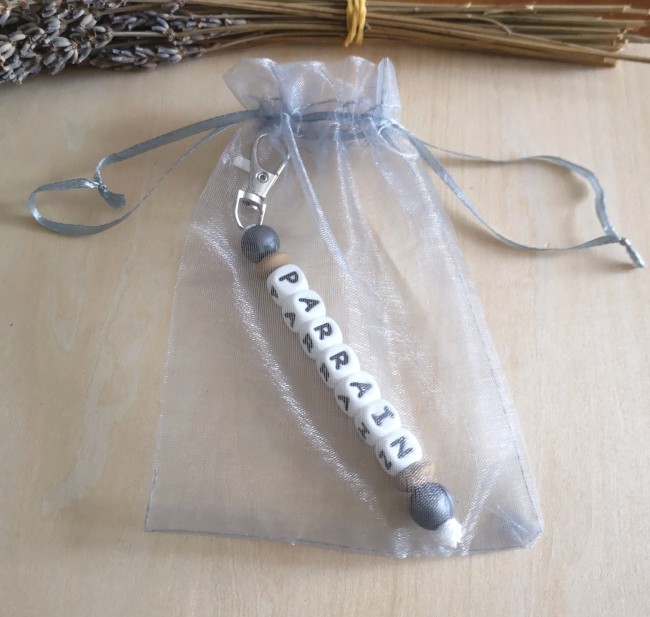 pochon porte clé argenté cappuccino