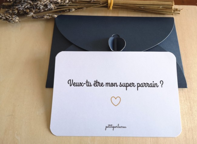 carte super parrain + enveloppe bleu
