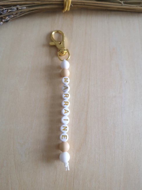 porte clé blanc beige