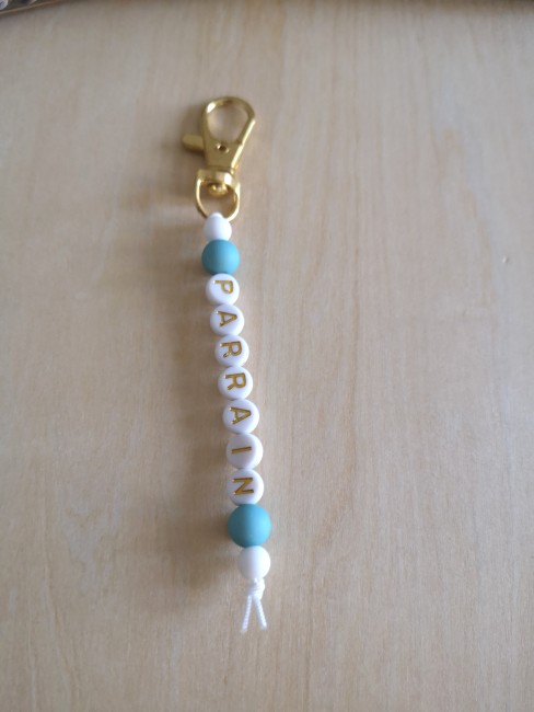 porte clé acrylique doré blanc bleu