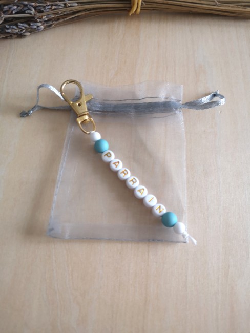 pochon acrylique doré blanc bleu