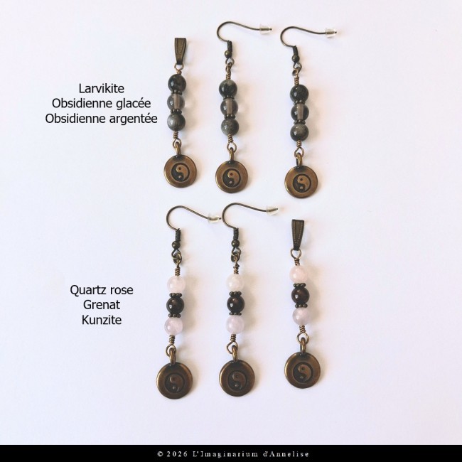 Parures Loeiza - Pierres naturelles sur métal couleur bronze -...