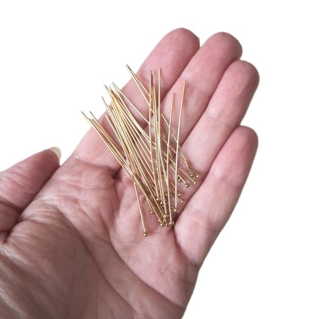 Lot de 12 clous tête boule 50x0,7 mm en acier inoxydable 304L doré