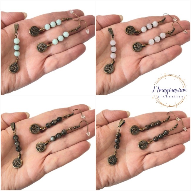 Parures Evurcine - Amazonite, kunzite, obsidienne argentée, opale...