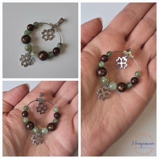 Pendentif Luljela - Apatite verte, cyanite verte, opale Yowah AAA