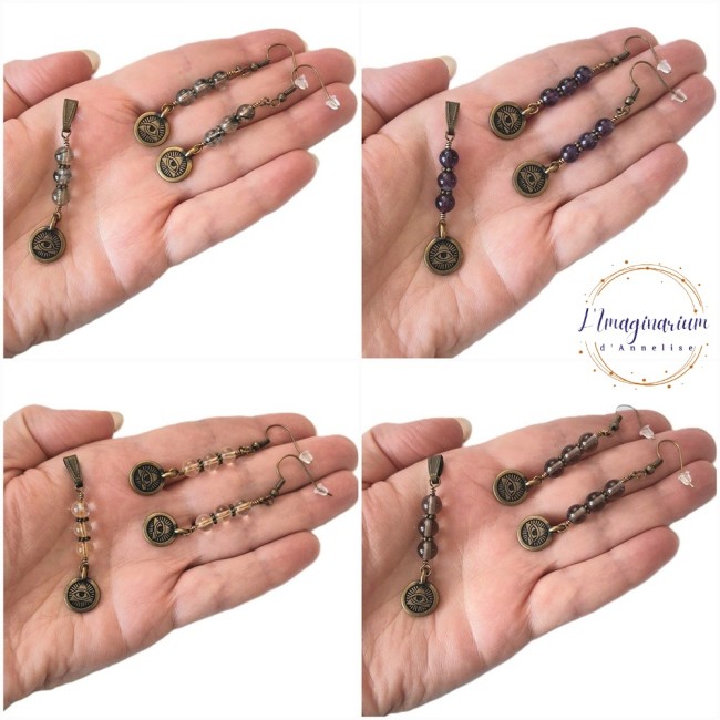 Parures Antigonie - Améthyste verte et violette, citrine, obsidienne...
