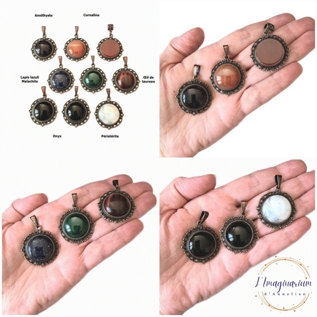 Pendentifs pierres naturelles cabochons ronds