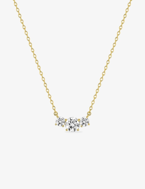 Collier chaîne forçat trilogie plaqué or et oxydes de zirconium sertis griffes