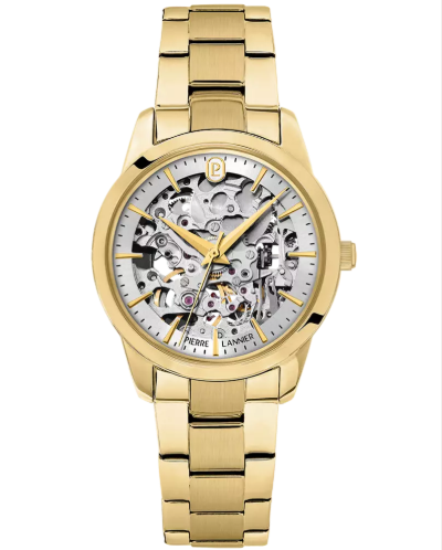 Montre Automatique Femme THEA Doré Cadran Soleillé Argenté Bracelet Acier Doré 18MM